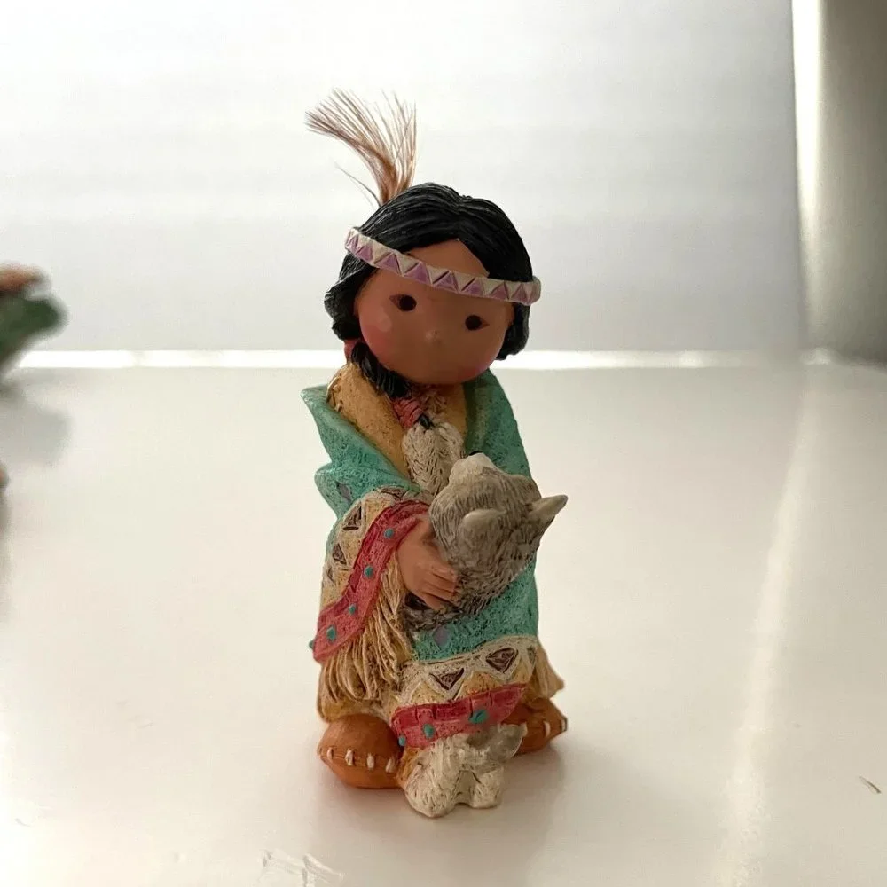 Vintage Enesco Friends of the Feather Figurines Karen Hahn Teepee Base Scenery